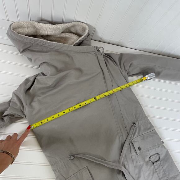 ASOS DESIGN Women’s Gray Borg Liner Waterfall Hooded Parka Size 2 - Outdoor - Picture 8 of 11